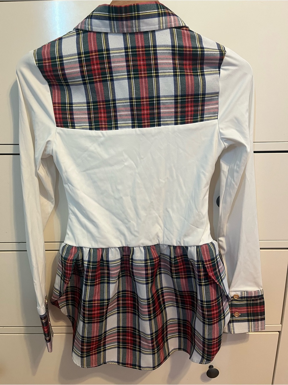 SSYS Plaid & White Button-Front Peplum Shirt - Picture 4 of 6